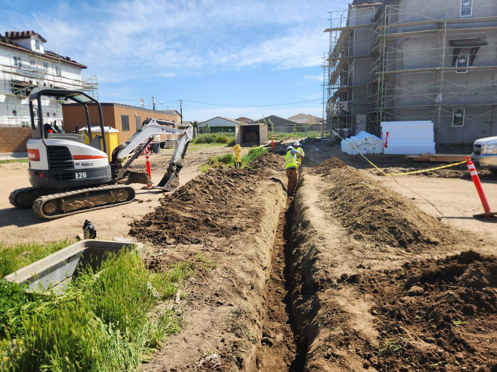 Precision trenching with crew on site
